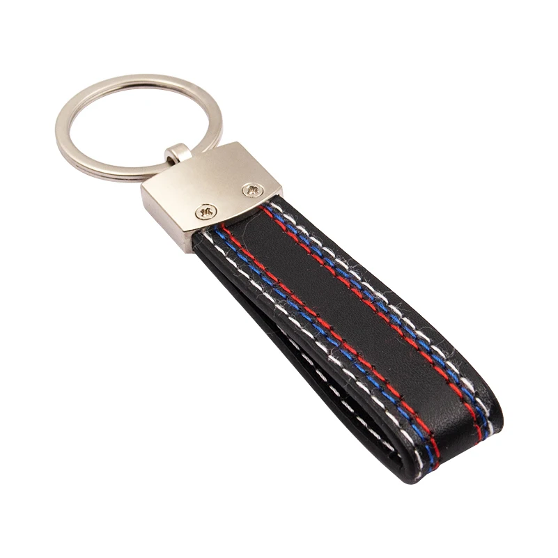 1pc Black red Leather Car Keychain Keyring Key Chain Key Ring Holder For Audi Sline RS VW R M sport AMG Rline GTI