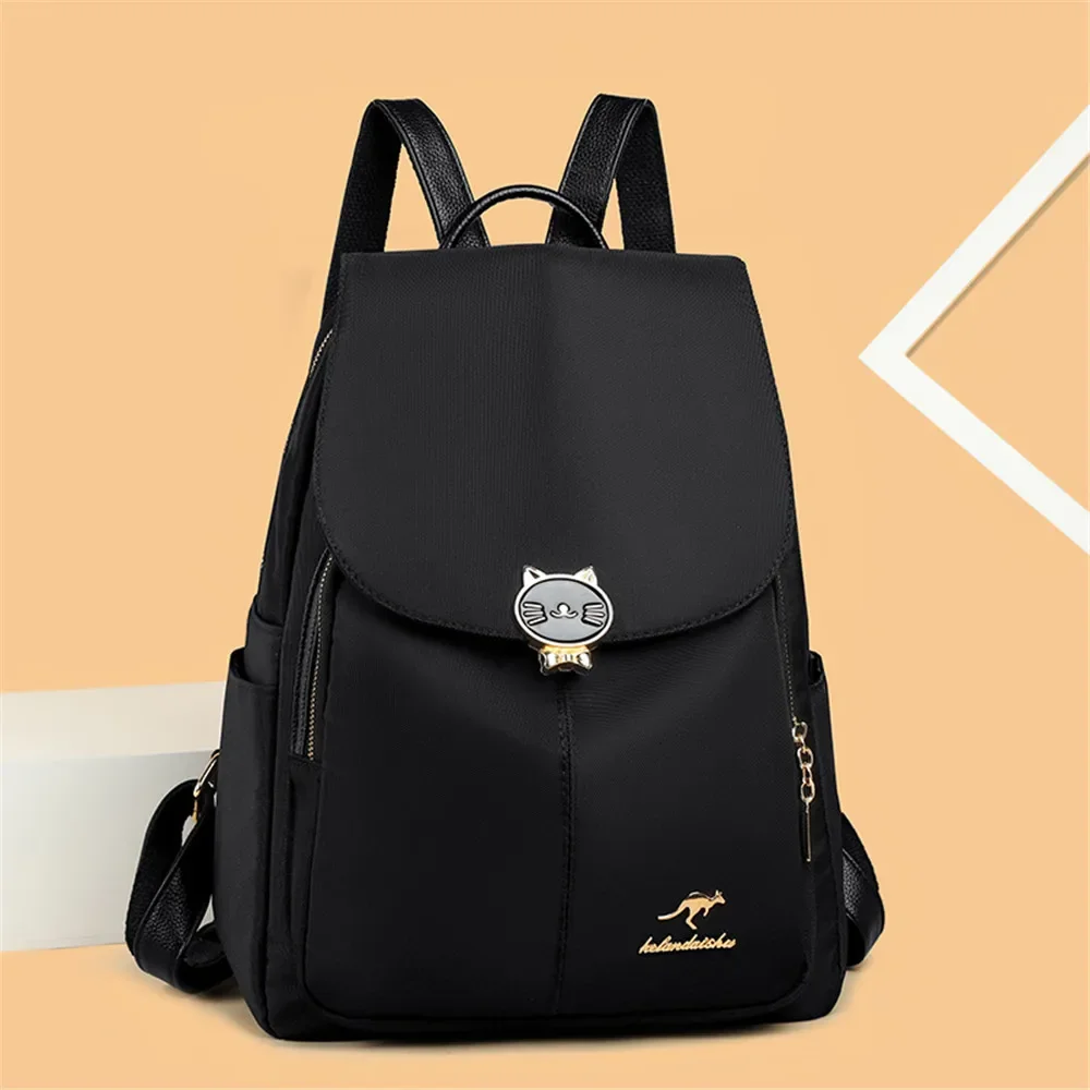 Fashion Design Travel Women Backpacks School Bag for Teenage Girls Casual Shoulder Bags Female Nylon Travel Rucksack Black Purse