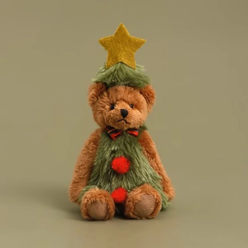 1pc Christmas Plush Bear Toy Keychain Holiday Decor Keyring