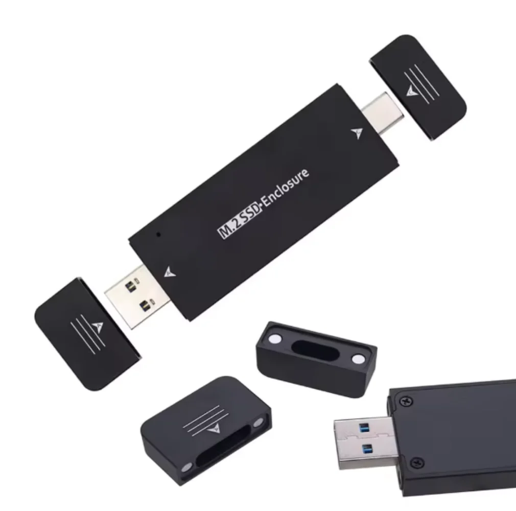 JavicTech  Combo Type-C & USB3.0 to NVME M-Key M.2 NGFF SATA SSD PCBA Case 2230/2242mm Adapter RTL9210B Chipset