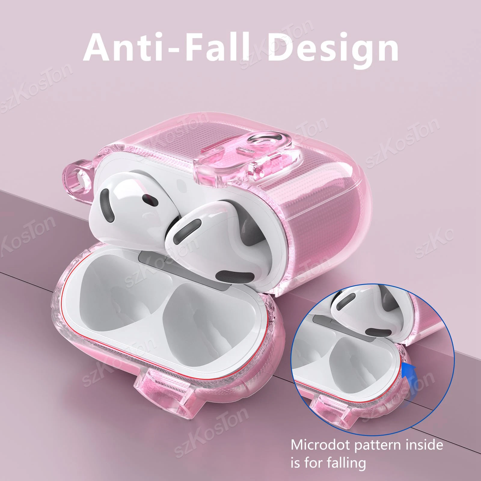 For AirPods 4 Safety Lock Soft TPU Transparency Protective Case with Women Cute Girl Bling Keychain for Air Pods 4 Accessories