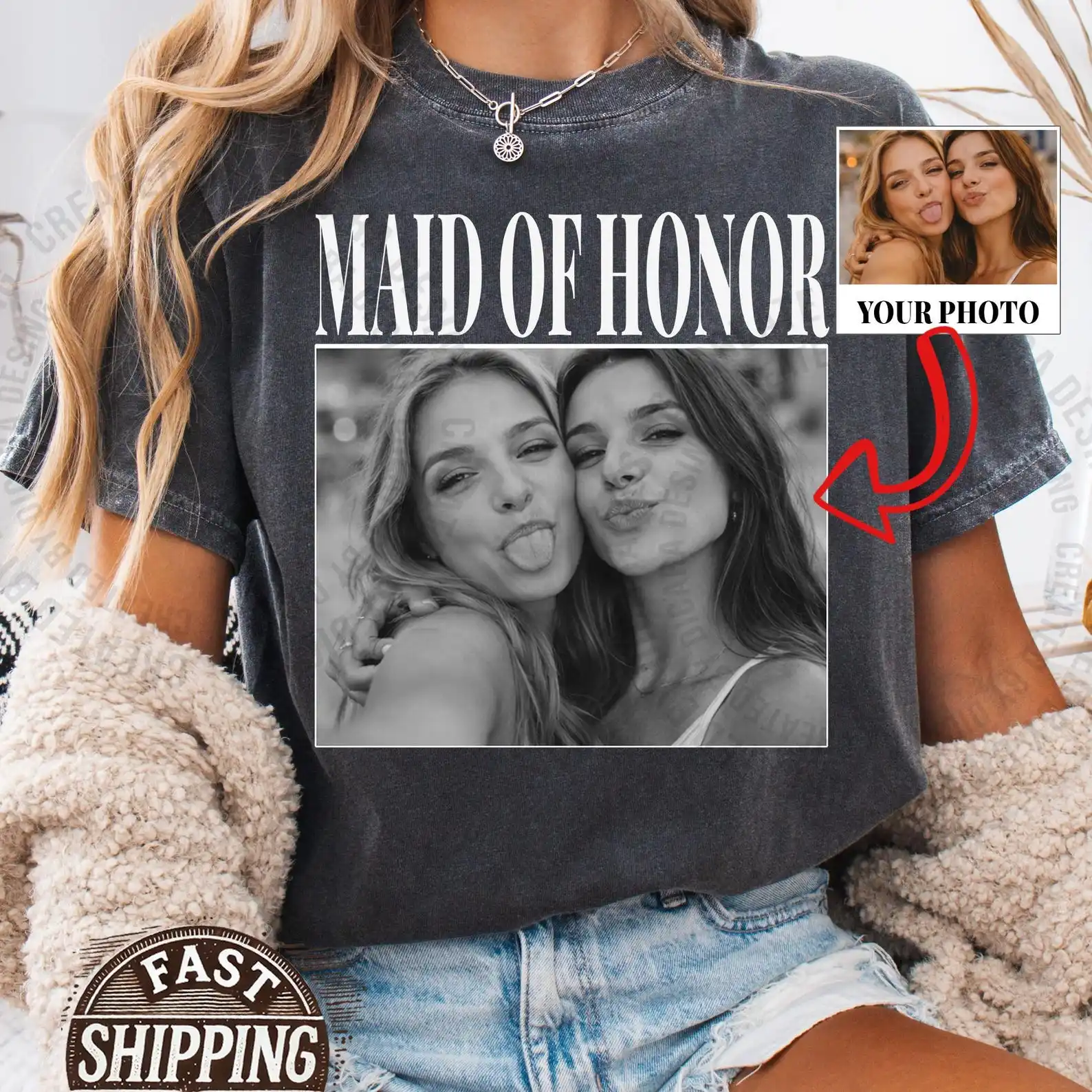 

Custom Photo Bachelorette Party Funny Shirt Women Personalized Team Bride Bridal Party Gift Design Text and Image Special Shirt