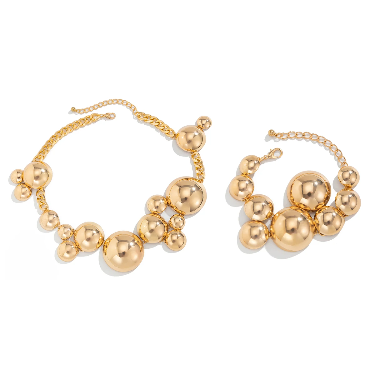 Ingemark Hip Hop Punk Semicircle Chain Necklace Bracelet for Women 2025 Trend Classic Metal Link Grunge Jewelry Steampunk Men