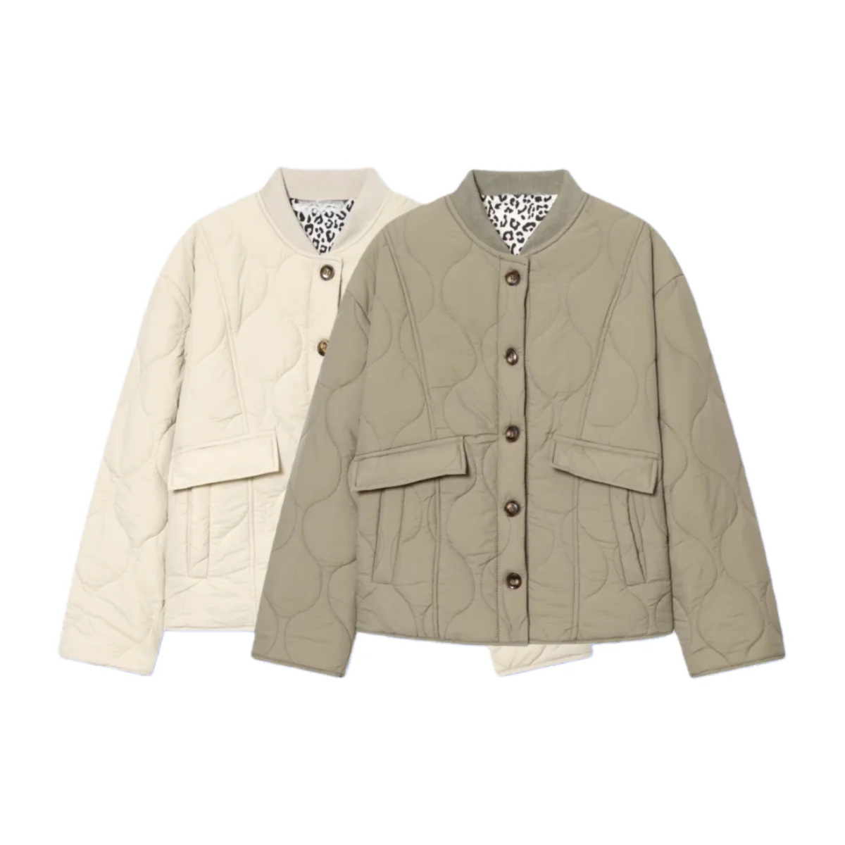 

2025 Winter New Women's Casual Retro Fashion Versatile Simple Stand Collar Long Sleeve Short Cotton Jacket