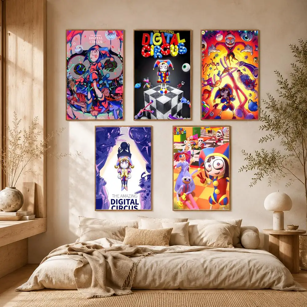 The Amazing Digital Circus Animation Poster Self-adhesive Advanced Aesthetic Printing Paper Wall Art for Living Room Home Decor