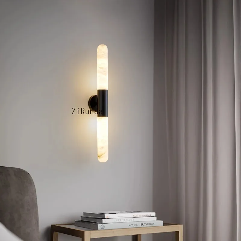 โคมไฟติดผนังหินอ่อนหรูหรา ห้องนั่งเล่น ห้องนอน ห้องทำงาน โคมไฟติดผนังทางเดิน