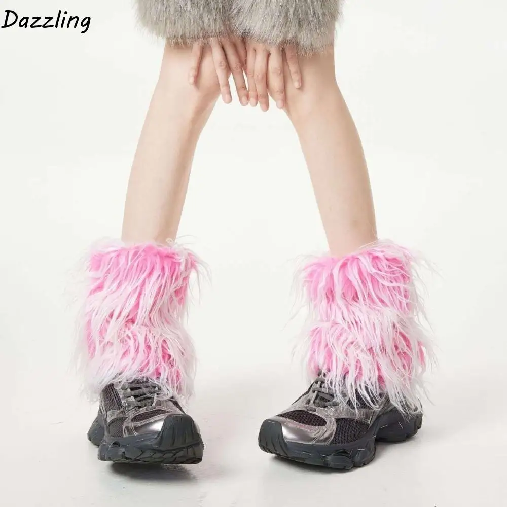 

Мягкие Y2K Эстетические гетры из искусственного меха Harajuku Kawaii Меховые гетры Панк Чехлы для ног Зимние покрытия для ног Зима