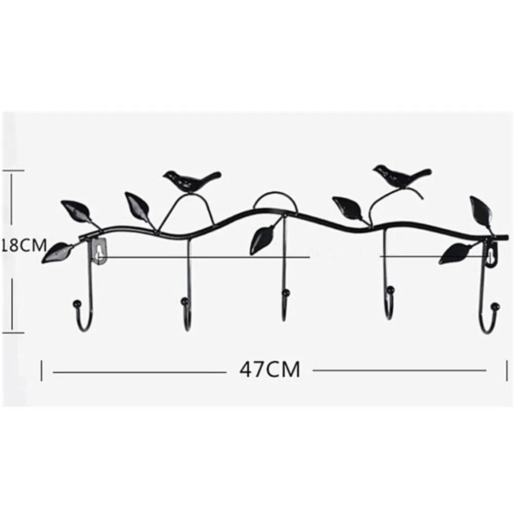 Nowe rzemiosło żelazne liść ptak hak 5 haczyków wieszak ścienny wieszak na płaszcze farba do pieczenia czarny/biały/brązowy wieszak na ganek