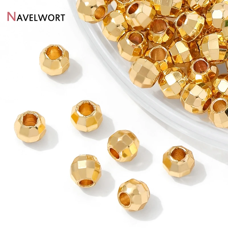 14K Gold Plated Brass Faceted Round Spacer Beads,Separator For Beads, For DIY Bracelet Necklace Making Accessories view 5