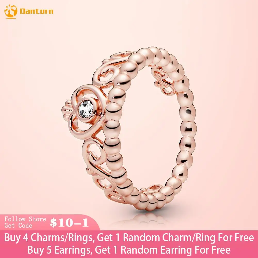 Danturn New 925 Sterling Silver Ring Princess Tiara Crown Rings Original 925 Silver European Rings Women DIY Jewelry Making Gift