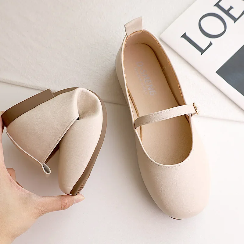 Spring and Autumn Woman Ballet Flat Shoes Fashion Low Heel Mary Jane Shoes Lady Casaul Square Toe Shallow Buckle Soft Sole Shoes