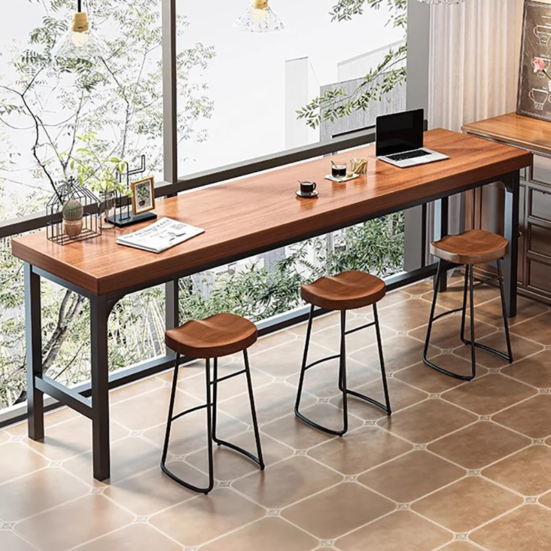 Restaurant Luxury Minimalist Bar Table Square Industrial Modern Kitchen Bar Dining Table Brown Mesa Pared Living Room Furniture