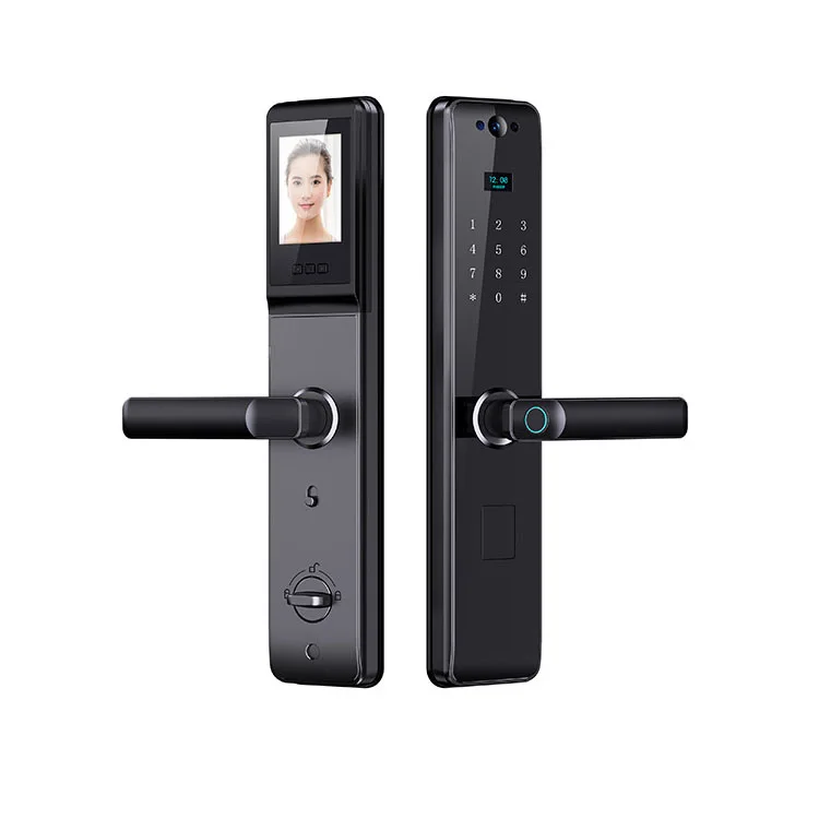 Digital Security Smartlock Smart Door Lock Wifi With Camera Fingerprint Locker Doors Locks With USB Charging Black