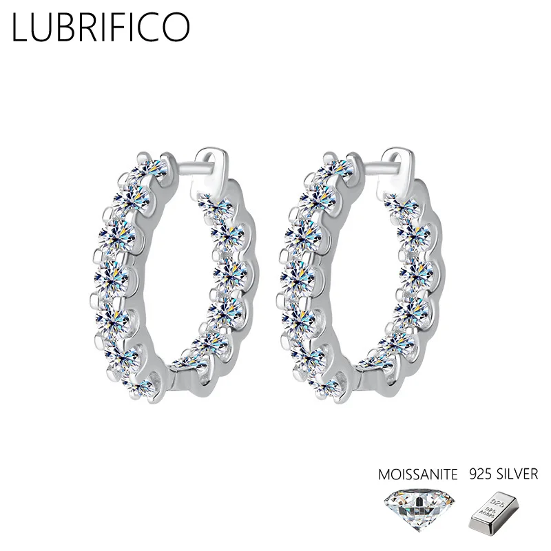 

2.6 Ct Moissanite Stone Hoop Earrings 925 Sterling Silver Lad Diamond Earring For Women Fine Jewelry Wedding Party