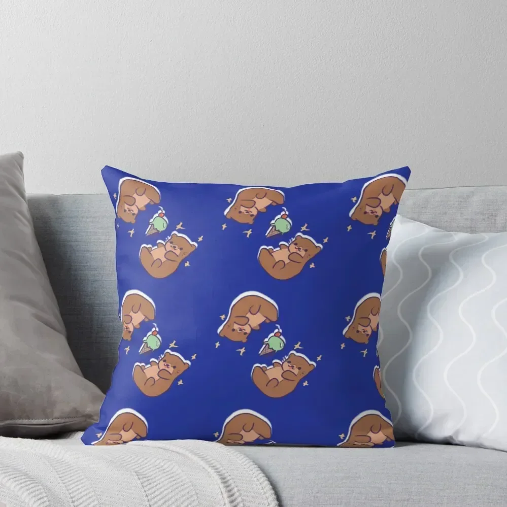 

Otters and Ice Cream Throw Pillow Luxury Cushion Cover sleeping pillows Luxury Sofa Cushions Cushions Home Decor pillow