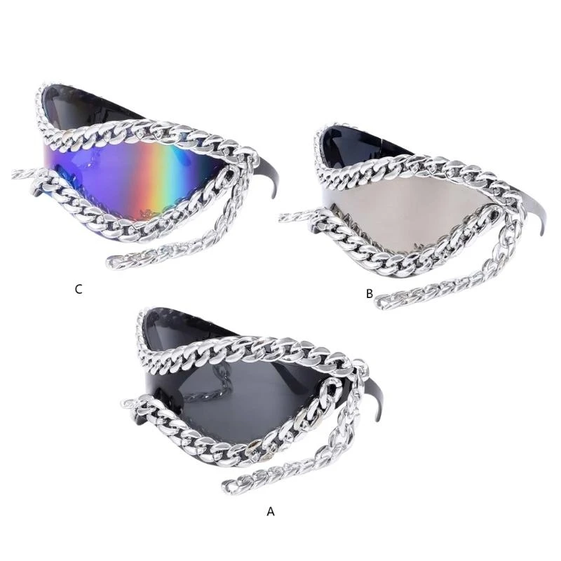 E56A Multiuse Women's Sunglasses Eye Catching Metal Chain Frame Glasses for Adults