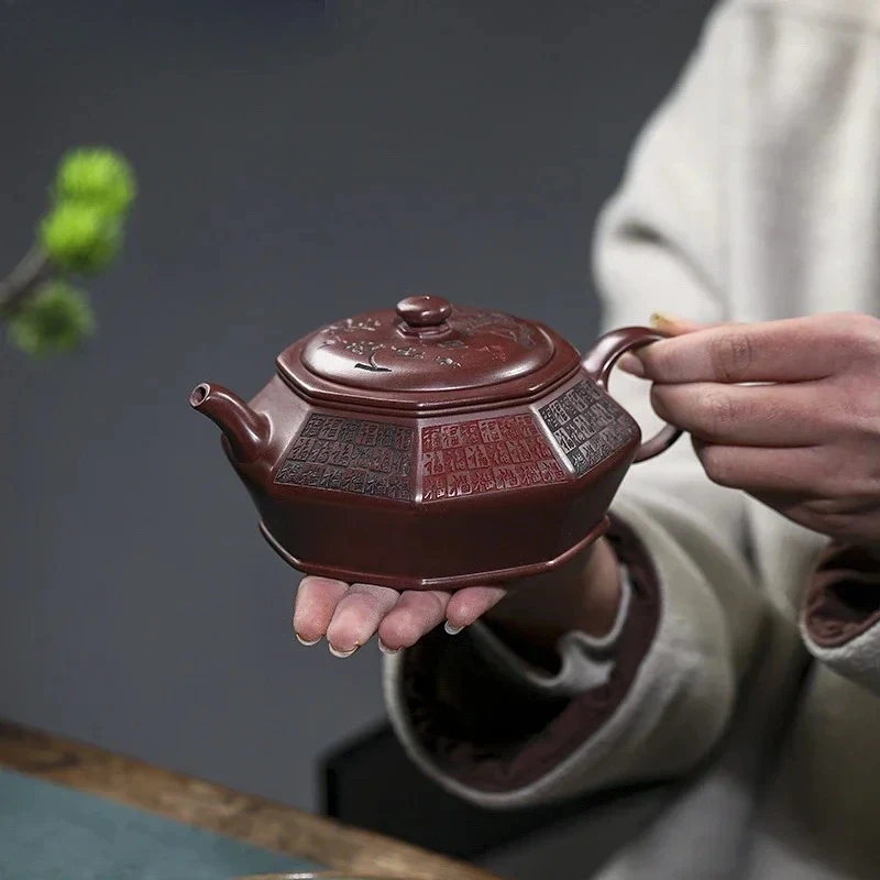Yixing handmade purple clay teapot Dragon Blood Sand Teapot Tea Charm Baifu Teapot 370ml Chinese Gongfu Tea pot 1pcs