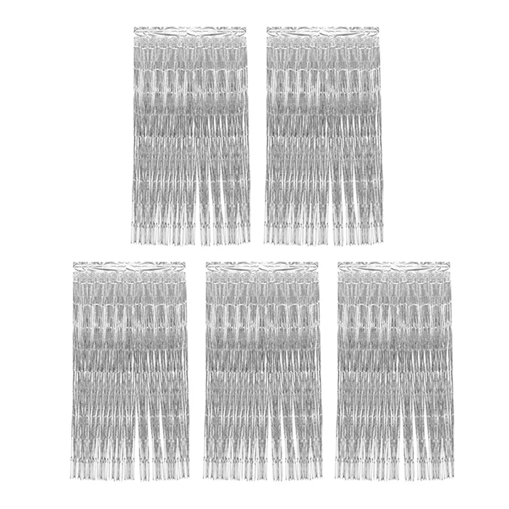 

5 Pcs Curtains Rain Backdrop Fringe Background Silver Bachelorette Party Supplies Streamer
