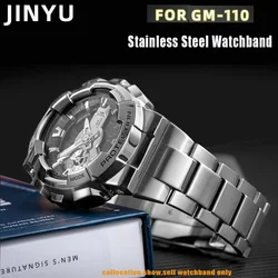 16mm Stainless Steel Watchband Wrist Belt Bracelet Silver For G-Shock GM110 GM-110B GM-110G Watch Accessories