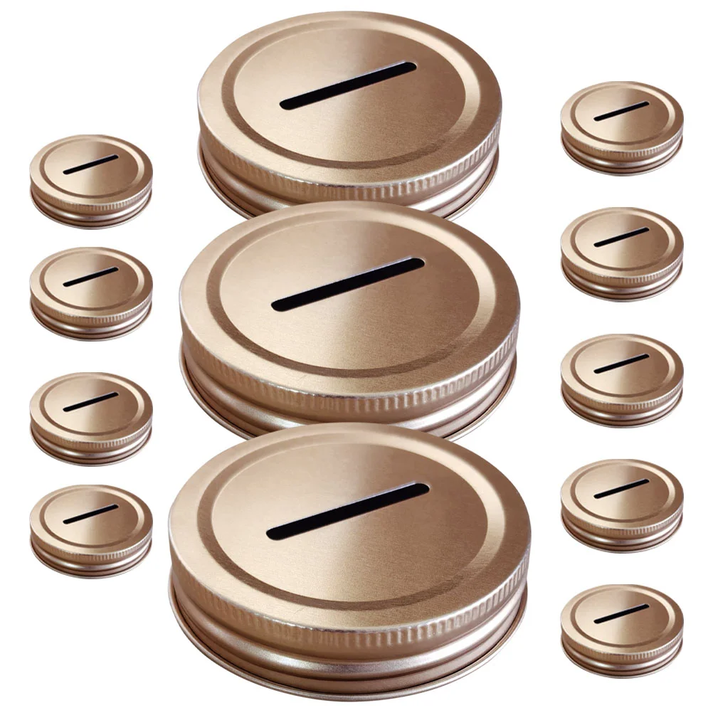 12 Pcs Piggy Bank Lid DIY Coin Parts Lids Leakproof Canning Covers Mason Jar Sealing Slot