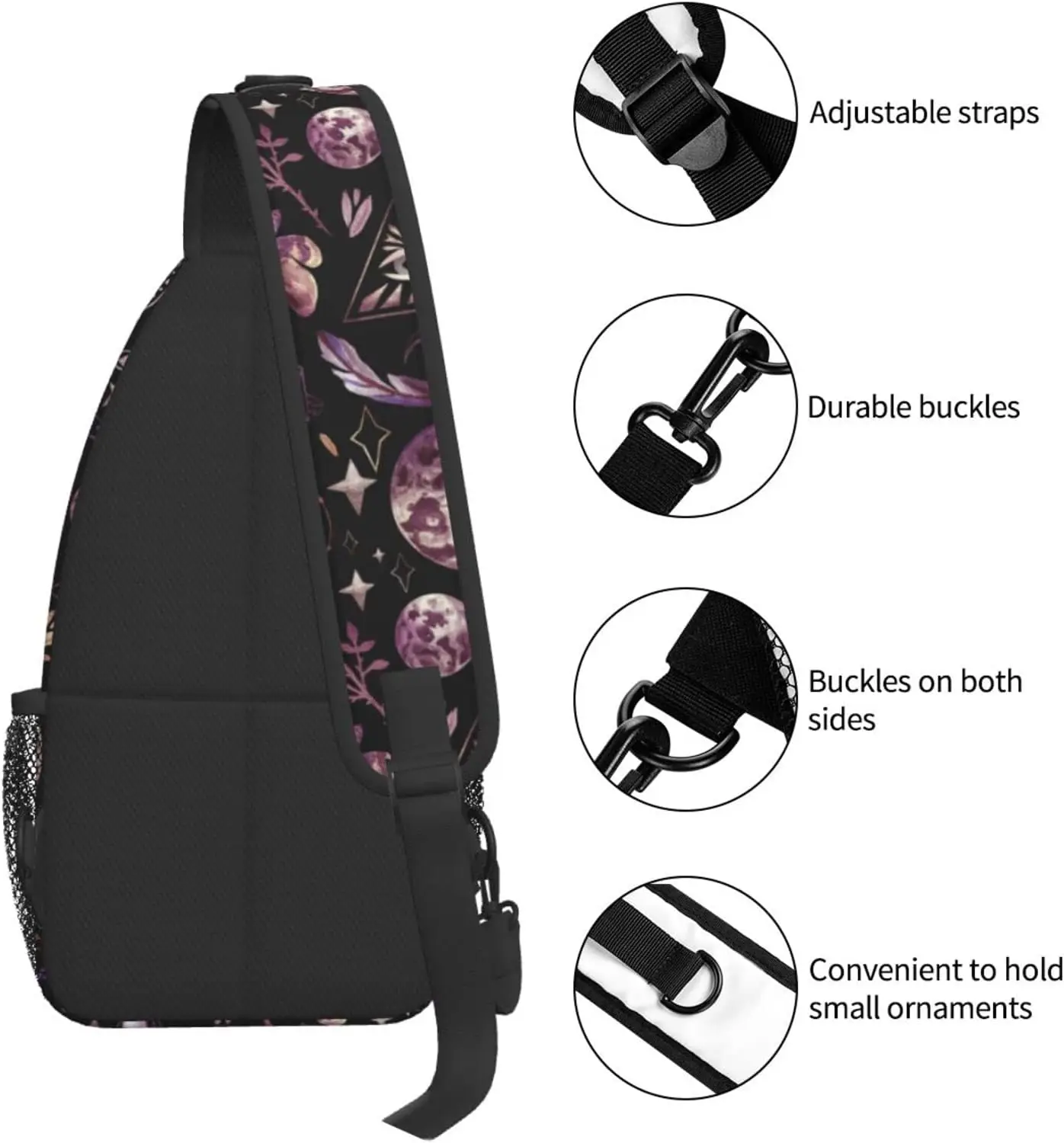 Sling Bag Tarot Moon Butterfly Magic Goth Hiking Daypack Crossbody Shoulder Backpack Travel Chest Pack for Men Women