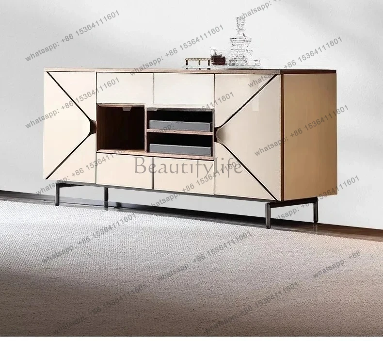 minimalist saddle skin rock slab dining side cabinet, porch against the wall locker, heightened master bedroom TV cabinet