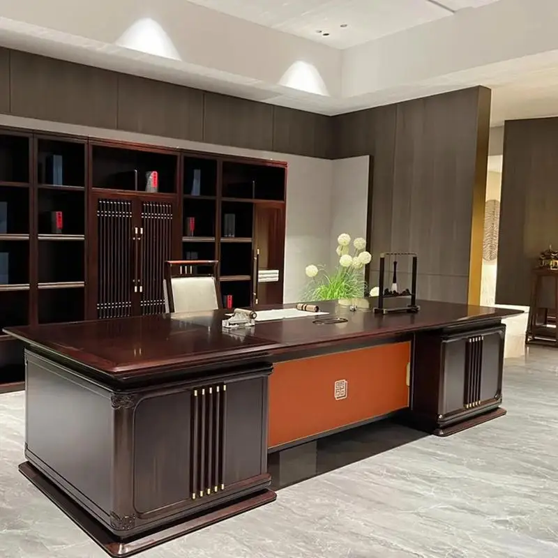 

Элитный офисный стол руководителя из МДФ и массива дерева, современный, настраиваемый, роскошная рабочая станция