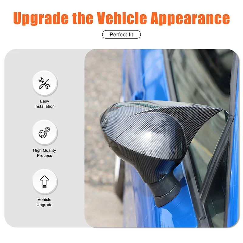 

2PCS ABS Carbon Fiber Car Rearview Side Mirror Cover Protection Trim Accessories Shell For Seat Leon MK2 2008-2012