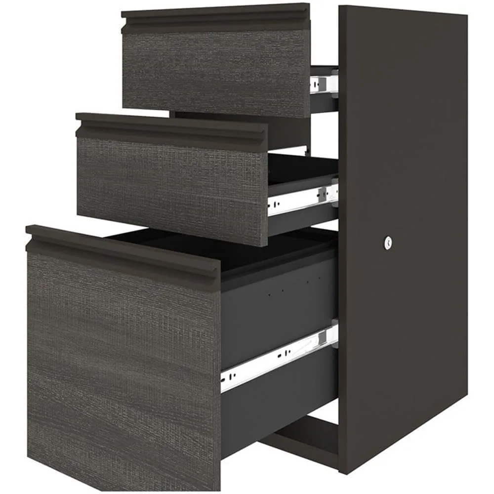3-Drawer Expandable File Cabinet in Bark Gray and Slate Finish for Additional Storage