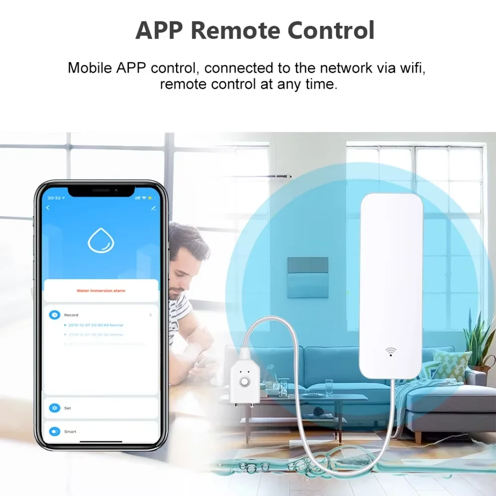 ZigBee WiFi Water Leak Sensor Flood Leakage Alarm Detector Tuya Smart Life APP Remote Control Home Security Overflow Alarm