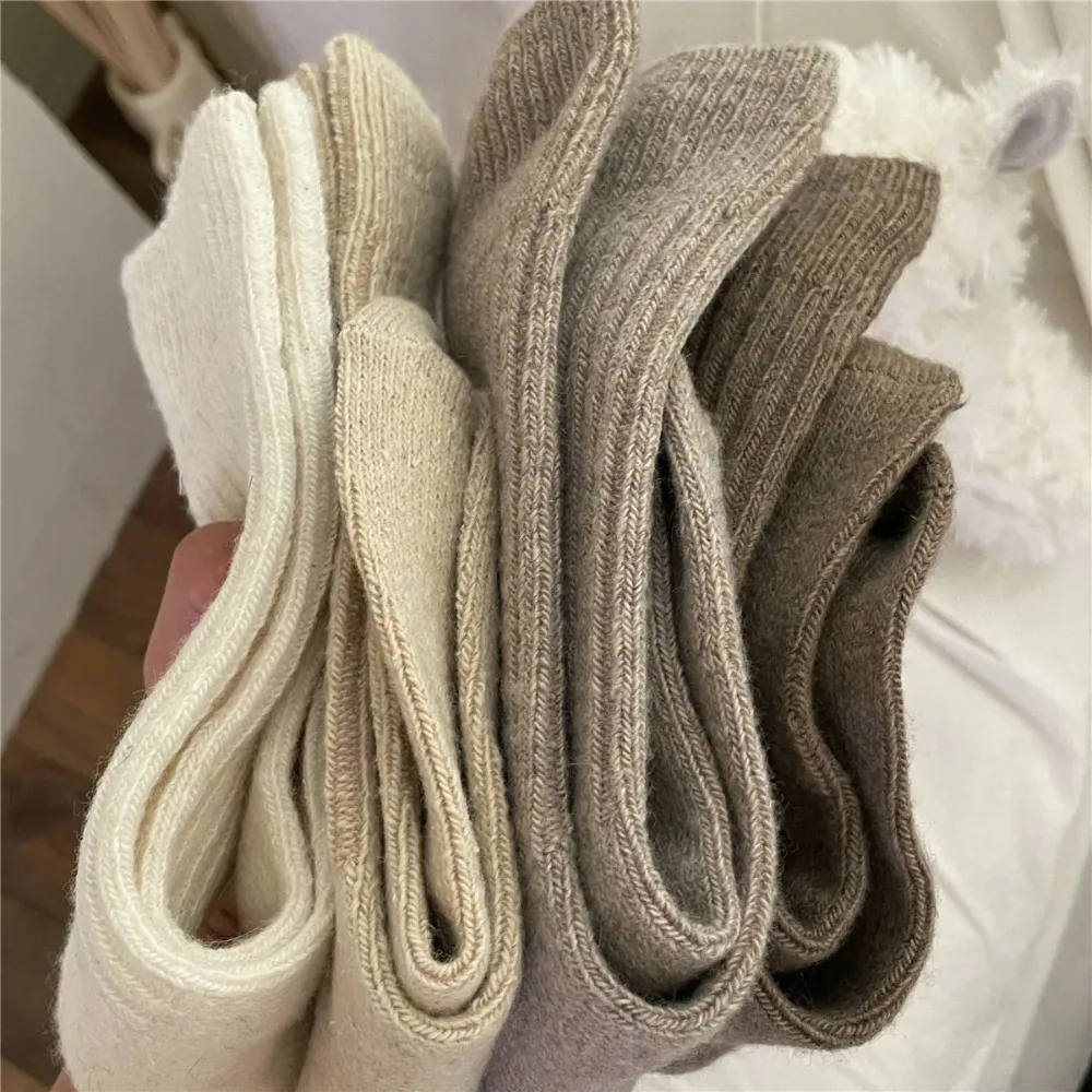

Winter Thick Warm Elastic Long Socks Women Wool Cashmere Women Socks Thermal Sleeping Socks Autumn Japanese Fashion Solid Color