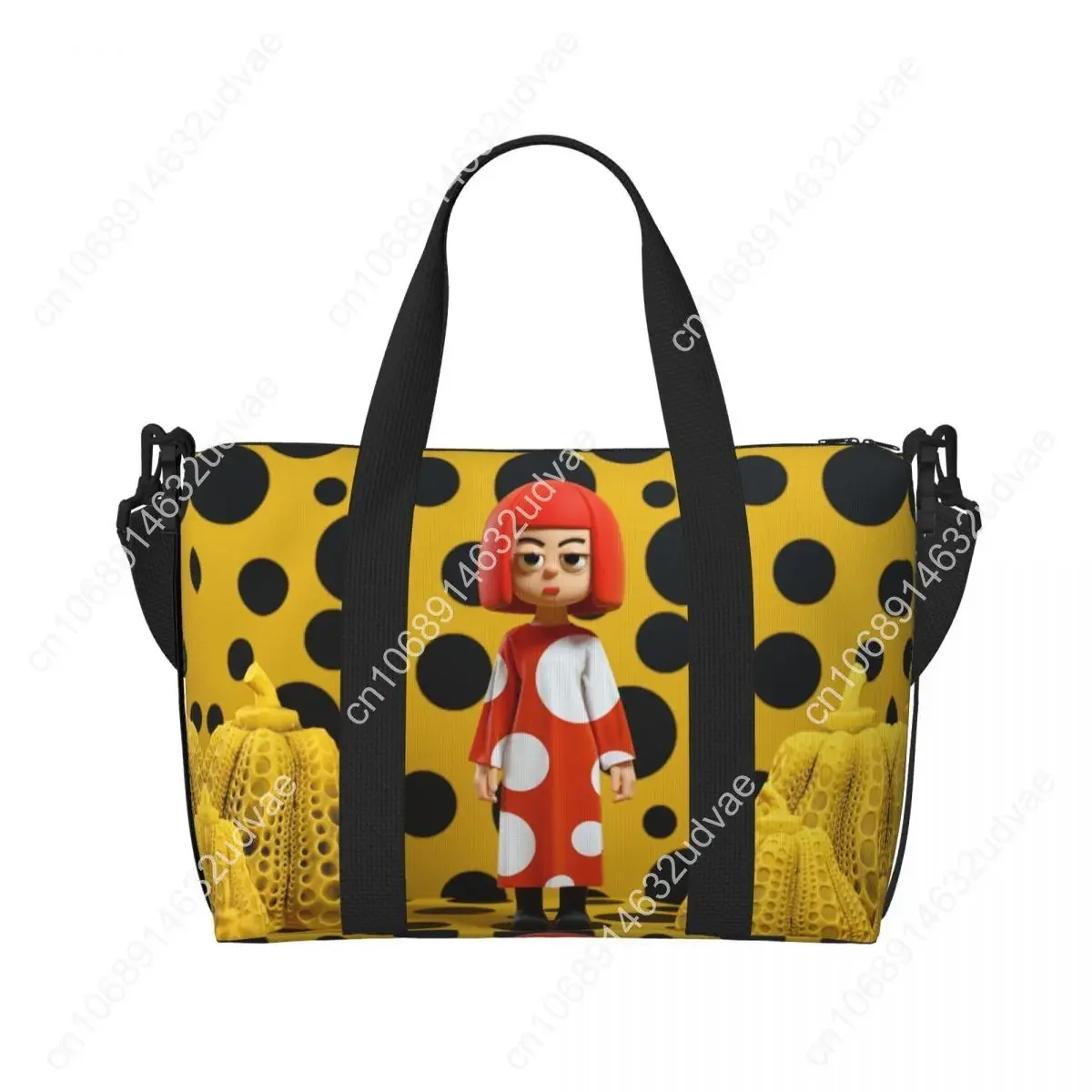 Custom Yayoi Kusama Polka Tote Bag Women Large Capacity Pumpkin Gym Beach Shoulder Travel Bag