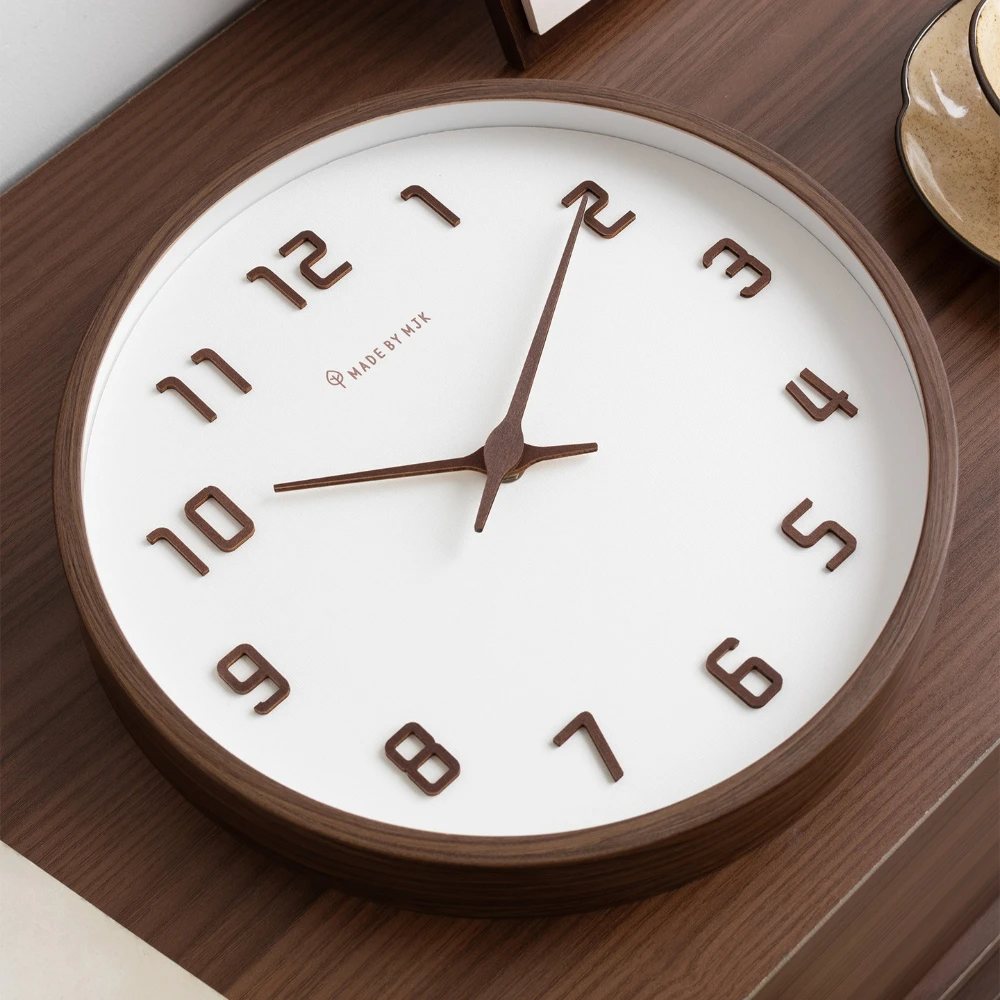 Modern Creative 3D Digital Wood Grain Wall Clock Home Decoration Living Room Simple Wall Watch Study Office Silent Wall Clock