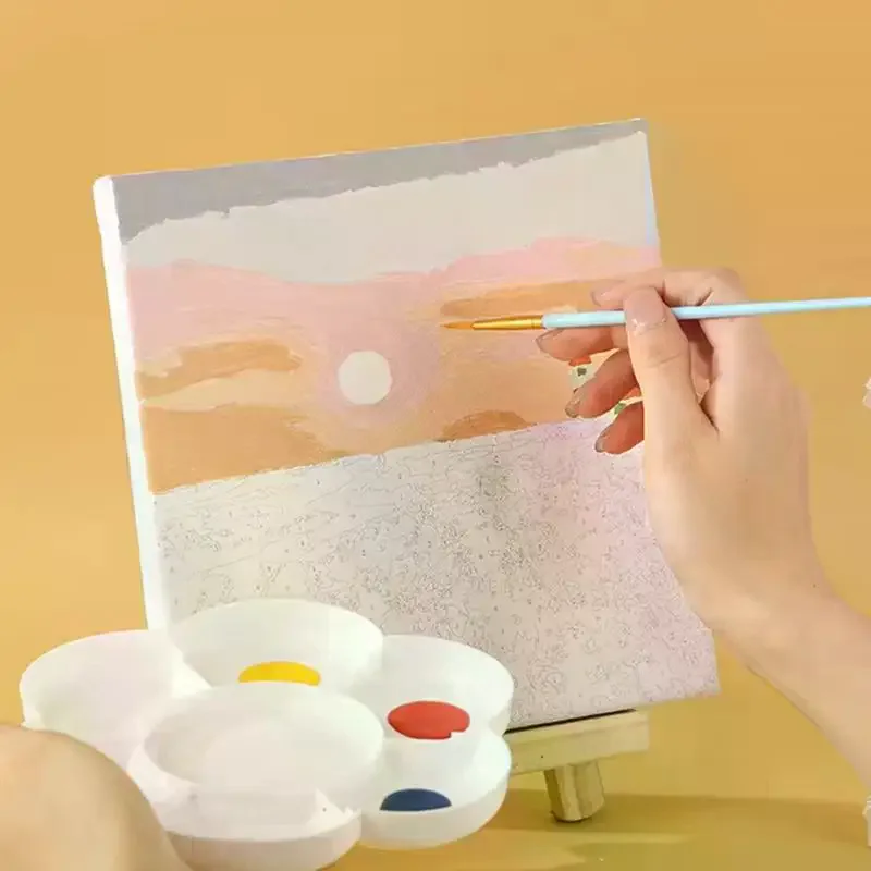 Detail Painting Brushes Set Professional Round Flat Nylon Hair Watercolor Paint Brush For Kid Students Artists Oil Painting Tool