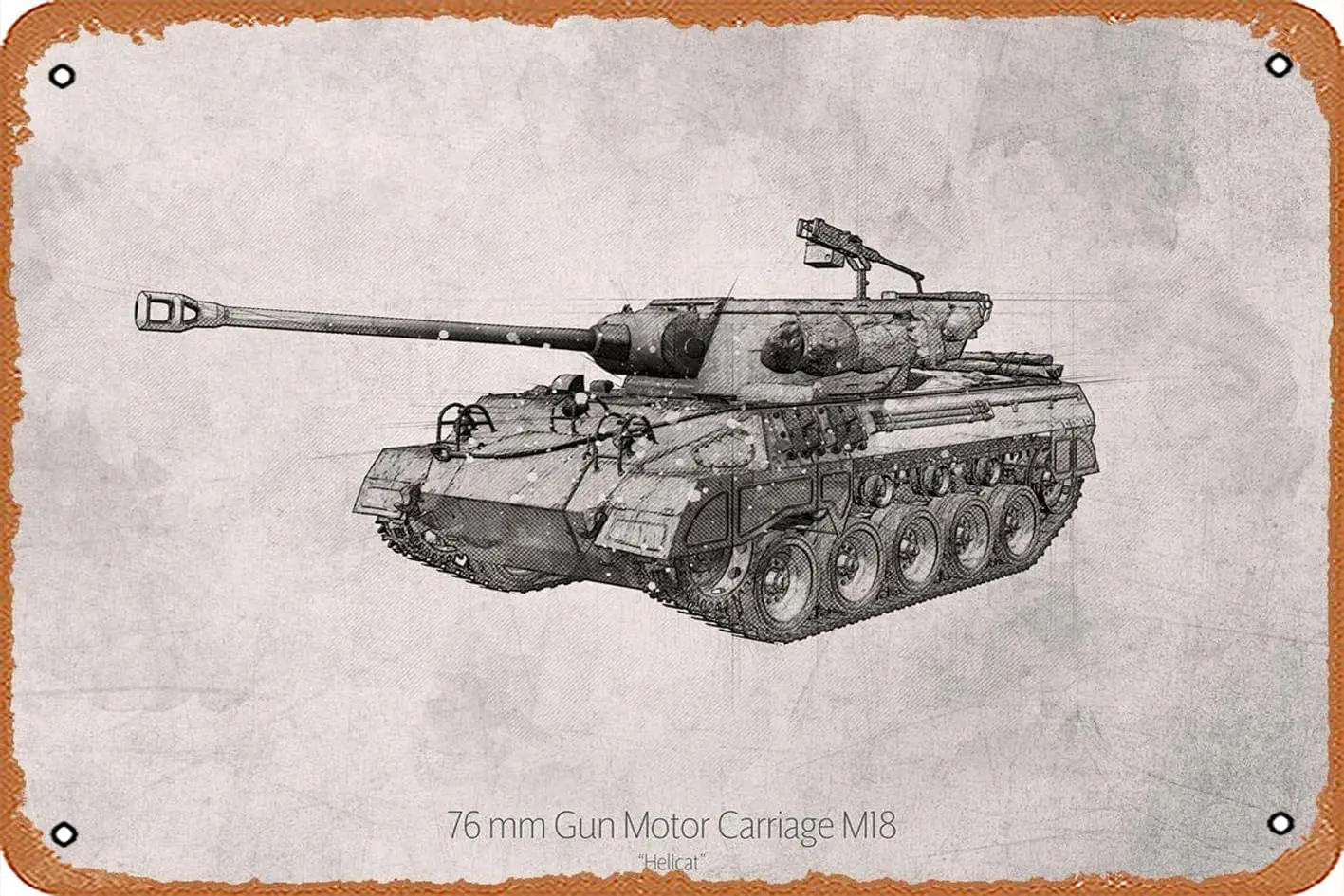 M18 Hellcat Tanks Illustrations Retro Vintage Decorative Metal Tin Sign 8x12 Inch sign