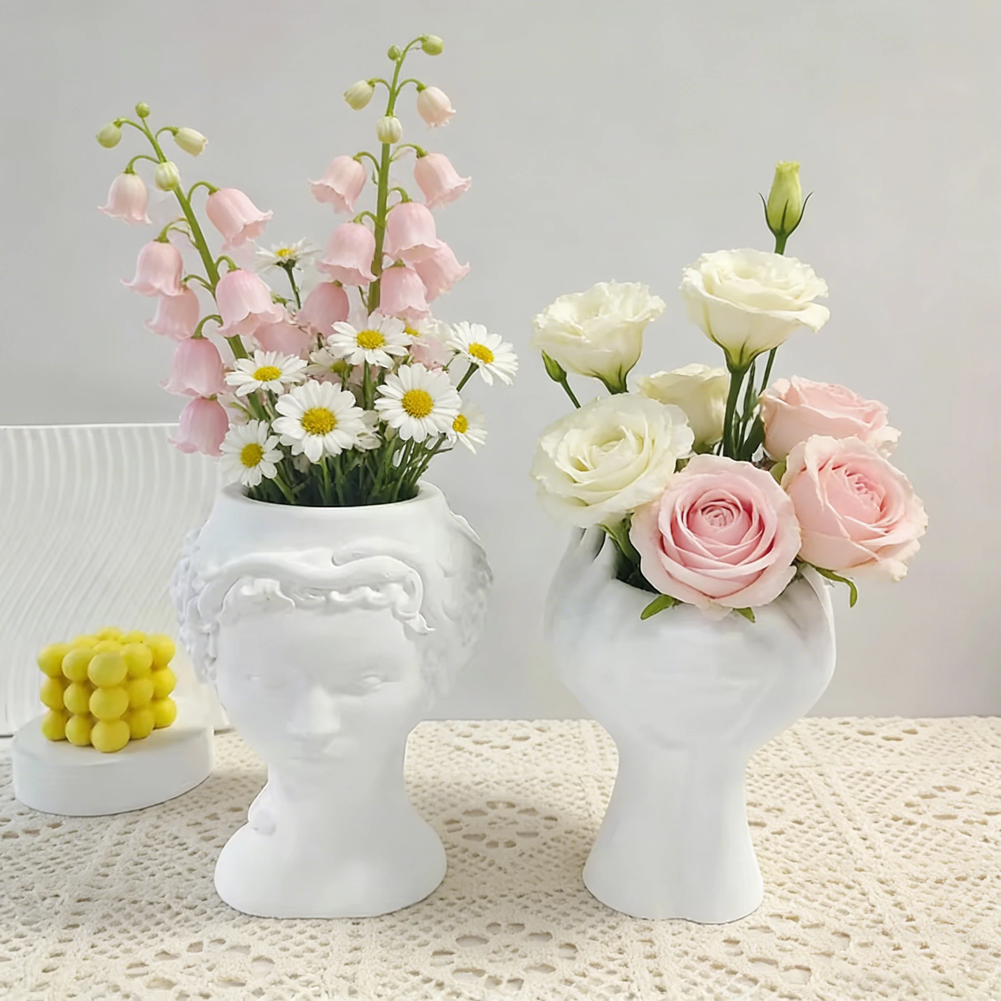 

Силиконовая форма для креативных скульптурных цветочных горшков, DIY, для гипса, цемента, садовых кашпо, ваз, форм для лепки из глины, для рукоделия и декора дома