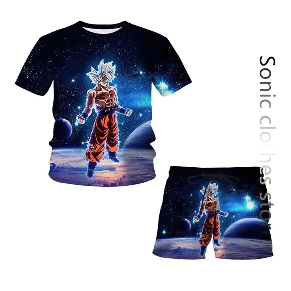 แฟชั่น Dragon Ball Z TShirt ชุดเด็ก Vegeta เสื้อผ้าเด็กหญิงบุรุษสตรีเสื้อยืดชุดเสื้อผ้า 3D Goku แขนสั้น