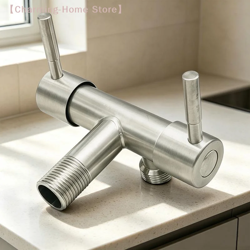 【M】2-way Stainless Steel 201 Faucet Durable And Rust-Resistant Suitable For Both Kitchen And Bathroom Double Faucets In Bathroom
