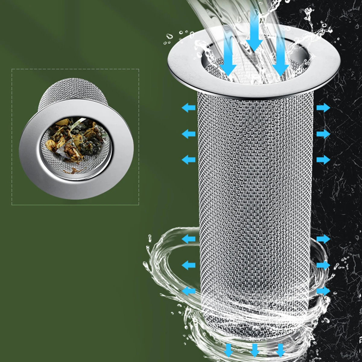 

Filter Basin Drainage Strainer Bath for Tub Mesh Hair Trap Sink Stainless Steel
