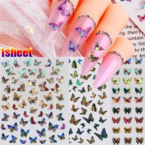 

Butterfly Sticker Spring Summer Nail Art Laser Color Butterfly Designs Manicure Nail Art Decoration