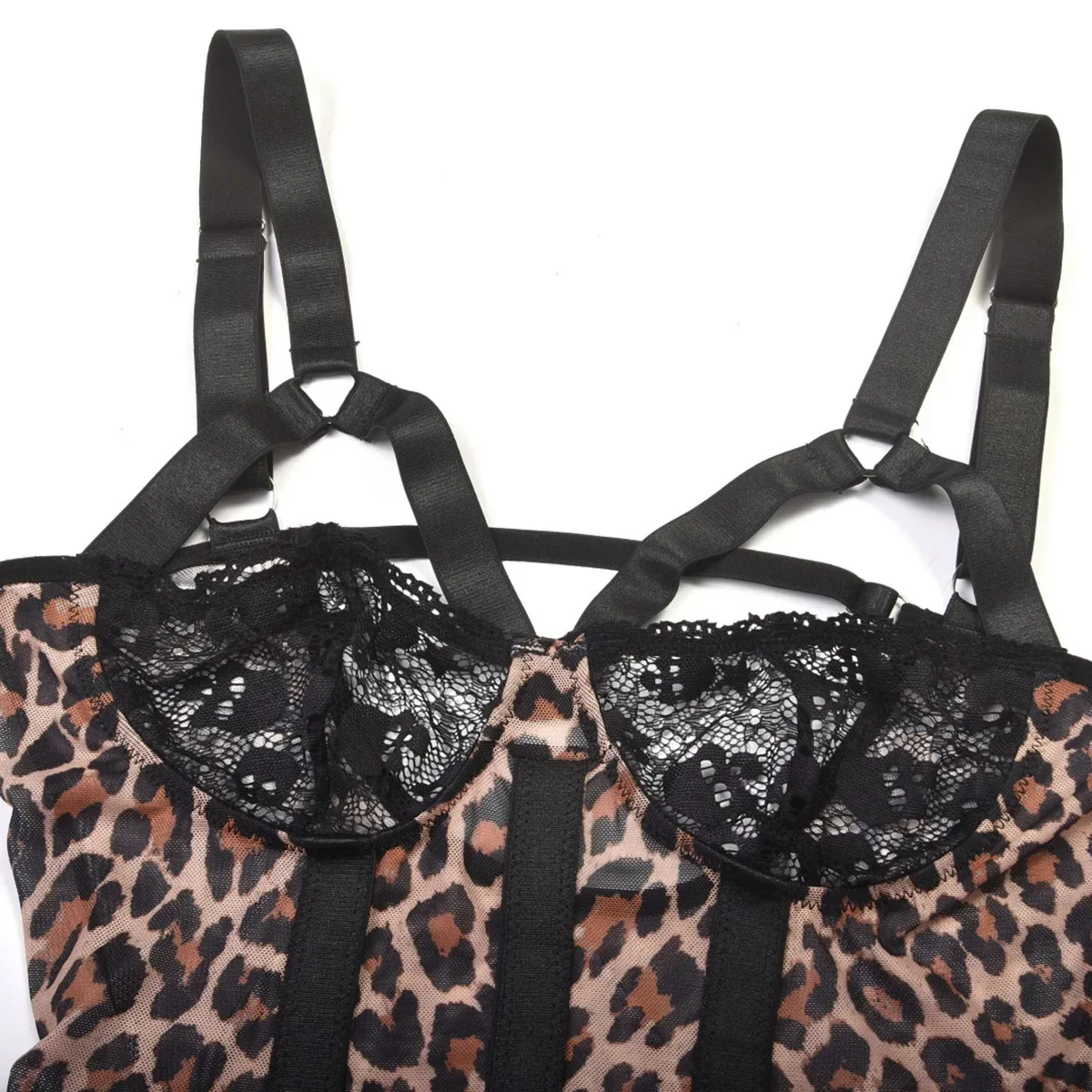 بدلة نسائية من اللاتكس على شكل الفهد من الدانتيل الشبكي Strappy بدلة سباحة مثيرة ضيقة للتخسيس وإغراء ملابس سباحة مفتوحة المنشعب