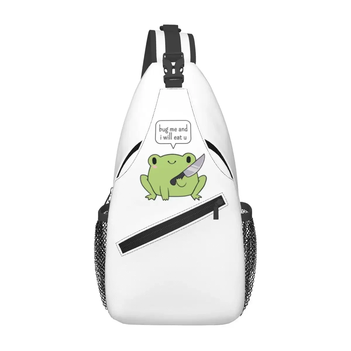 Cute Frog With A Knife Chest Bag Men Sling Crossbody Backpack Chest Bag Travel Hiking Daypack Shoulder Bag