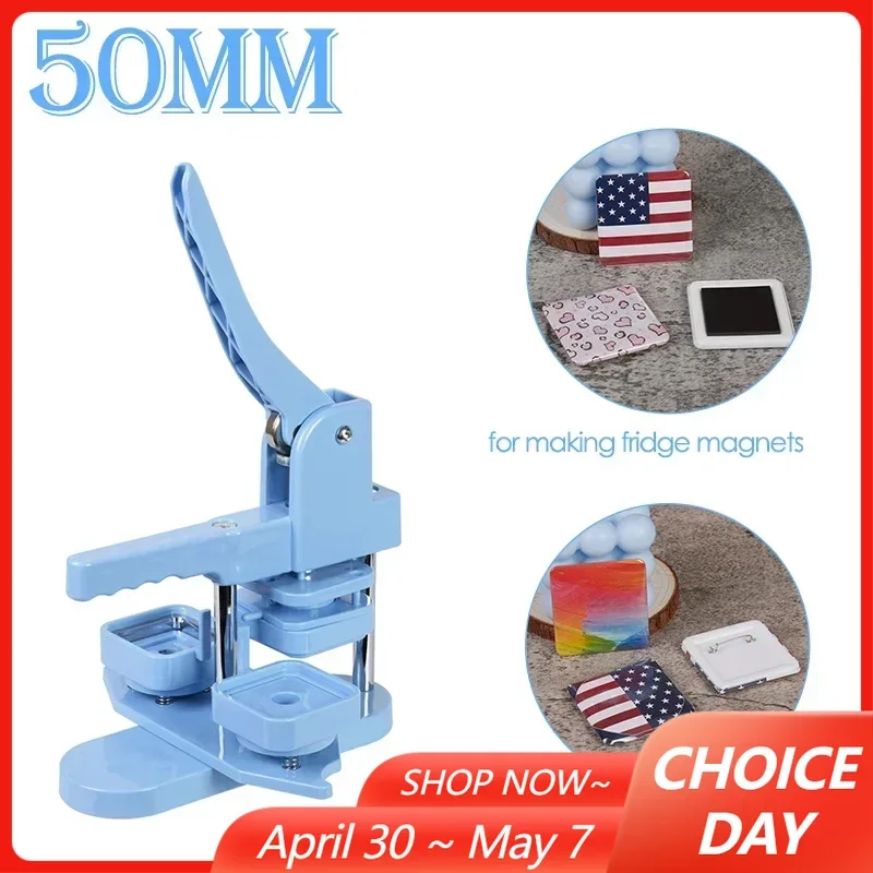 

50MM Fridge Magnet Making Machine 50x50mm Square Badge Button Pins Art Crafts Making Punch Press Tool for Household DIY