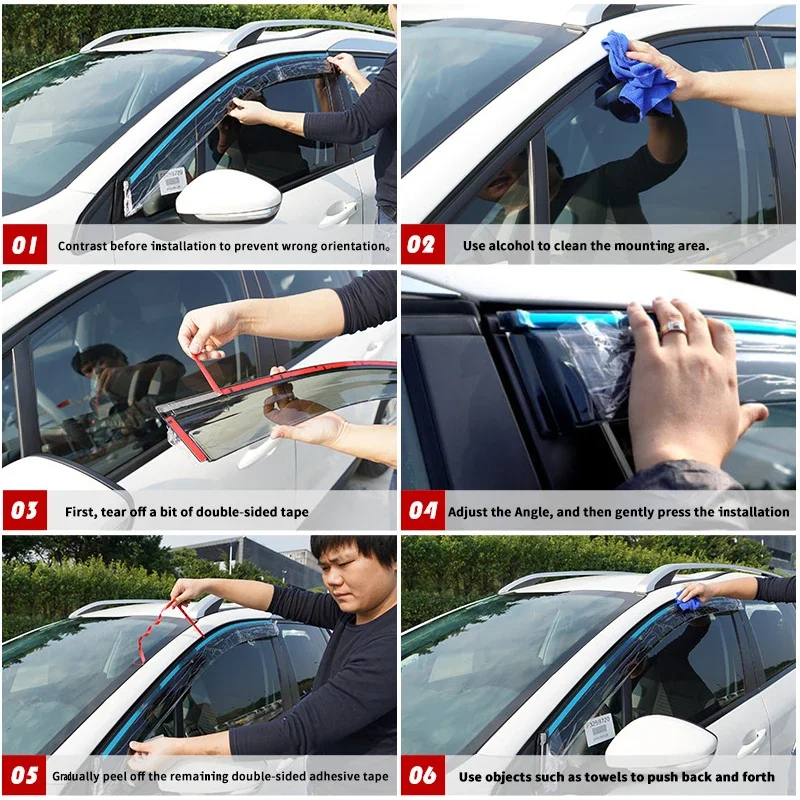 4pcs/set Car Side Window Deflectors Black Car Exterior Weather Shield for BYD Yuan Plus Atto 3 2022+