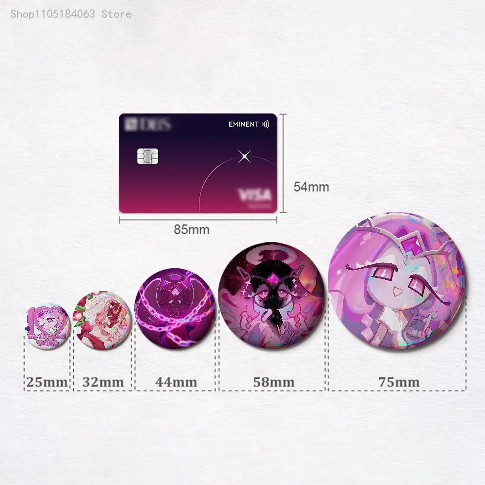 E-Eternal Sugar C-Cookie Badges 25 32 44 58 75 mm Round Cosplay Pin Bag Decor Fans Collect Friends Gifts Brooch Souvenir
