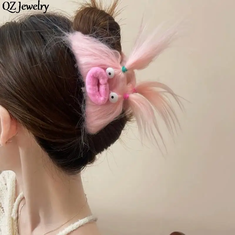 Plüsch schöne hässliche Puppe Haarnadel Wurst Mund Puppe Haar Kralle Clip Haars pangen Pferdes chwanz Halter Mode Foto Requisiten Haarschmuck