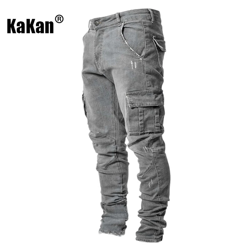 Kakan - New Men's Small Leggings Elastic Multi Pocket Jeans, Y2k Clothes Slim and Slim Jeans, Jeans Man Brand