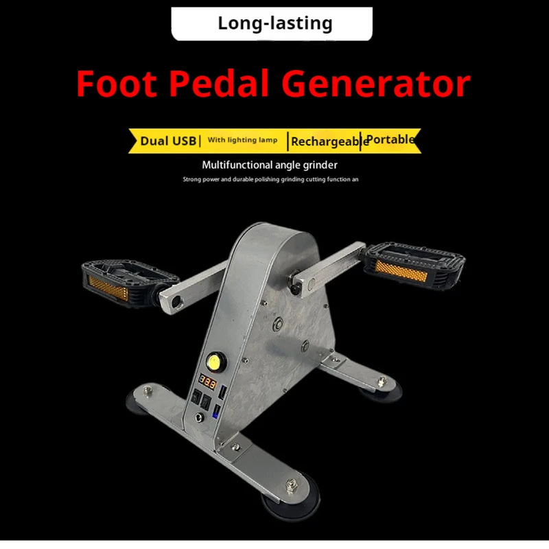 Pedal Generator 100W DC Output 12V 24V USB Output Hand Crank Foot-Operated Power Generation for Outdoor Emergency Power Supply