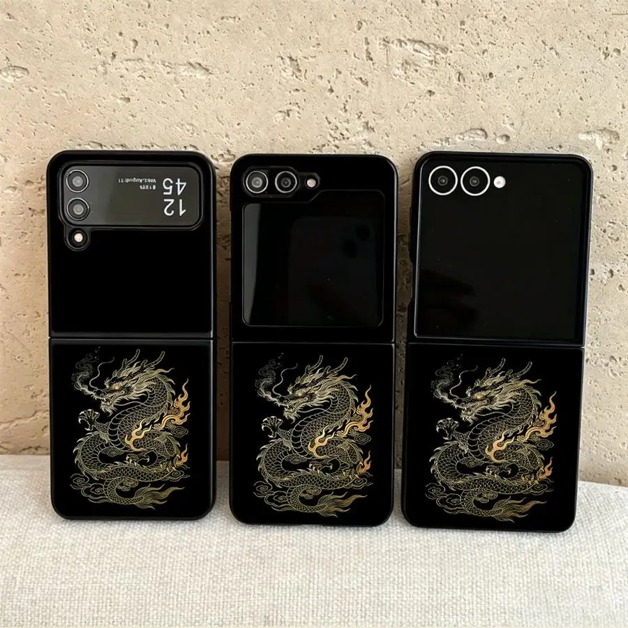 Case for Samsung Galaxy Flip5 Z Flip 7 6 5 4 3 Flip3 Flip4 Flip7 FE Flip6 Back Phone Cover Funda Cool Dragon