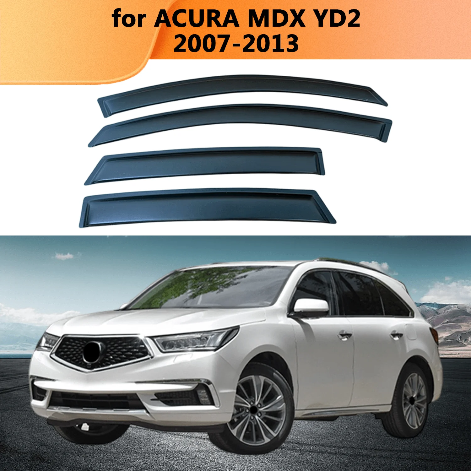 

For ACURA MDX 2007 2008 2009 2010 2011 2012 2013 Window Visor Rain Guard Side Vent Deflector Weather Shield Outside-Mount